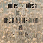 tableaux explicatif de toutes les toiles à broder, lin, Normandie, au fil de l YERES,