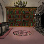Illustration pour un livre-jeu (Piégé à Arkham - éd. Larousse)