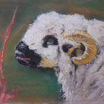 58 - rencontre sur les chemins de randonnée de Marie Noëlle - encadré - encadré 45x55 - pastels 2015