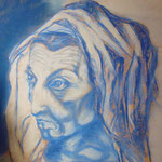 138 - vieille femme au visage décharné (d'après une œuvre de Dürer - sa mère)- pastels novembre 2018