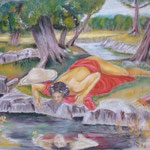 127 - Narcisse se mirant dans l'eau - avril 2018 - dimensions 50x65 - non encadré