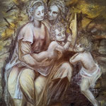 167 - Sainte Anne, la Vierge et l'enfant et Saint Jean Baptiste d'après une œuvre de Léonard de Vinci - octobre 2020 - dimensions 50x65 - non encadré