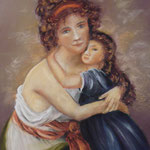 154 - la mère et sa fille - novembre 2019 - dimensions 50x65 - non encadréinspiré d'une oeuvre de jacques Louis David néo classicisme - dimensions 50x60 - papier mi teintes