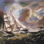 85 - voiliers en péril - pastels 2016 - VENDU