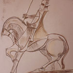 47 - Le fier guerrier - pastels 2014 - encadré dimensions 51x63