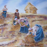 147 - la moisson - pastel mai 2019 - dimensions 50x65 - encadré