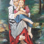 126 - Les 2 soeurs - pastels 2018 d'après l'oeuvre de William Bouquereau