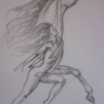 74 - Fusion (femme et le cheval - crayon) - pastels 2015 - non encadré