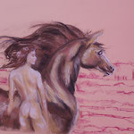 37 - La femme et le cheval - pastels 2014 - dimensions 50x65 - non encadré