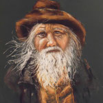 94 - Le vieil homme à la barbe blanche - pastels 2016 - encadré 65x51