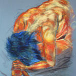 46 -Posture de l'enfant - pastels 2014 encadré dimensions 51x58
