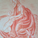 181 - la mère et l'enfant - mai/juin 2024 - d'après une œuvre de Raphaël - dimensions 50x65 - non encadré - papier mi teinte