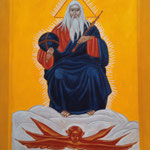2 - Dieu "Le Père Patriarche" - création - dimensions 32x50 - planche tilleul creusée - décembre 2025 - vendu