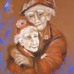 78 - Les petits vieux - pastels  - encadré 65x75) - encadré