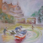 134 - village de pêcheurs - pastels juillet 2018 - encadré