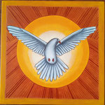 1 - Le Saint Esprit (symbolisé par la colombe) - création - juillet 2025 -dimensions 25x25 - tilleul - vendu