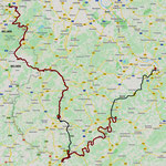 Unsere Route von Aachen (l. oben) über Trier (l. unten) - nach Treis-Karden (rechts)