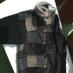 黒のジャケット（着物地裂布、シルクテ－プ、シルクモールアンゴラ）