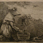 1. La femme agenouillée à la fontaine, 1er état, frontispice, 49 x 72 (cuivre 70 x 91).