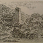 4. Eglise au clocher carré, 1er état, 185 x 122 (cuivre  213 x 136).