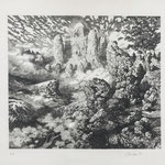 1980.  Paysage avec des ruines, eau-forte.