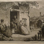 6.  Femmes devant la porte de la maison, état unique, 137 x 189 (cuivre  145 x 199).