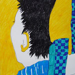 SUNSHINE MIND VS. KLEINKARIERT, 2011, Filzstift auf Papier, 21 x 27 cm