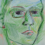 SELBSTPORTRAIT, 2010, Bleistift & Buntstift auf Papier, 18 x 24 cm