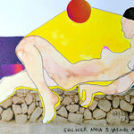 SUNLOVER ANNA, 2020, Mixed Media auf Papier, 17 x 24 cm