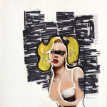 SEHNSUCHT, 2010, Collage: Zeitschrift, Zeitung, Acrylfarbe & Filzstift auf Papier,  28 x 29 cm
