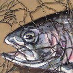 Fisch im Netz II, 19/19 cm/Pappe