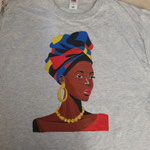 donna africana 29,90 Spedizione gratuita (disegnata e dipinta a mano, colori di ottima qualità indelebili per tessuto)