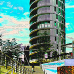 Tower Hafencity, 3x4 m auf Dibond Auftrag Hamburger Architekten