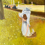 Spring  in the Garden of Villa Borghese nach Lawrence Alma Tadema Öl auf Leinwand 60x80 cm