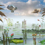 WaterVision   180x240 cm Mischtechnik auf Leinwand....Ursprung Ausstellungsmotto "unsere Wasser" Galerie Carlshöhe