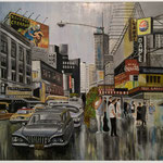 Acryl auf Leinwand 90x90cm im Schattenfugenrahmen " NY 1955"