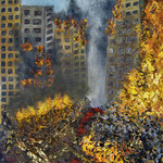 UKRAINE ,Öl, Erde, Staub, Papier Asche, Blattgold auf Leinen 120 x100cm
