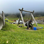 Wasser abdrehen Spielplatz sport.park, Demontage Schneckenpumpe