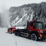 Mobile Schneeanlage nachstellen, Probebetrieb Schneeflucht, Zug