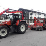 Snow Rabbit 3 verladen, mit Steyr 6190 CVT mit Bigabhänger/Plattform