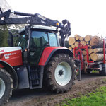 Holzarbeiten mit Steyr Traktor 6190 CVT