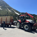 Rundholztransport zur Sägerei und Schnittholz retour, mit Steyr 6240 CVT