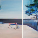 PINE TREES AND BOATS 11/20 zweiteilig 100X100CM 80X100CM - SOLD
