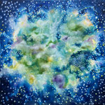 Galaxiewolke grün / Öl auf Leinwand / 100 x 100cm / 2025 (verkauft)