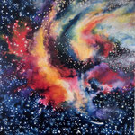 Galaxiewolke rot / Öl auf Leinwand / 80 x 80cm 2025 (verkauft)