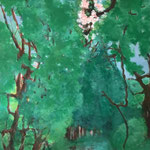 Waldsee / Acryl, Kreide auf Papier 90 x 149 cm 2022
