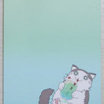 常にウキウキな猫「ウキねこ」のメモ帳です。きれいなグラデーションで、とっても可愛いです！　40枚綴り　￥500