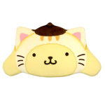 ポムポムプリン しっぽ付きぬいぐるみフェイスポーチ 。ファスナーチャームが尻尾になっています。サイズ：約170×135×10mm　税込￥1,078