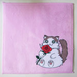 常にウキウキな猫、「ウキねこ」のハンカチです。とっても可愛いので猫好きさんへのプレゼントにもどうぞ！色落ちしにくく、手触りも良いですよ～　￥500