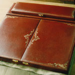 Restored antique leather letter folder